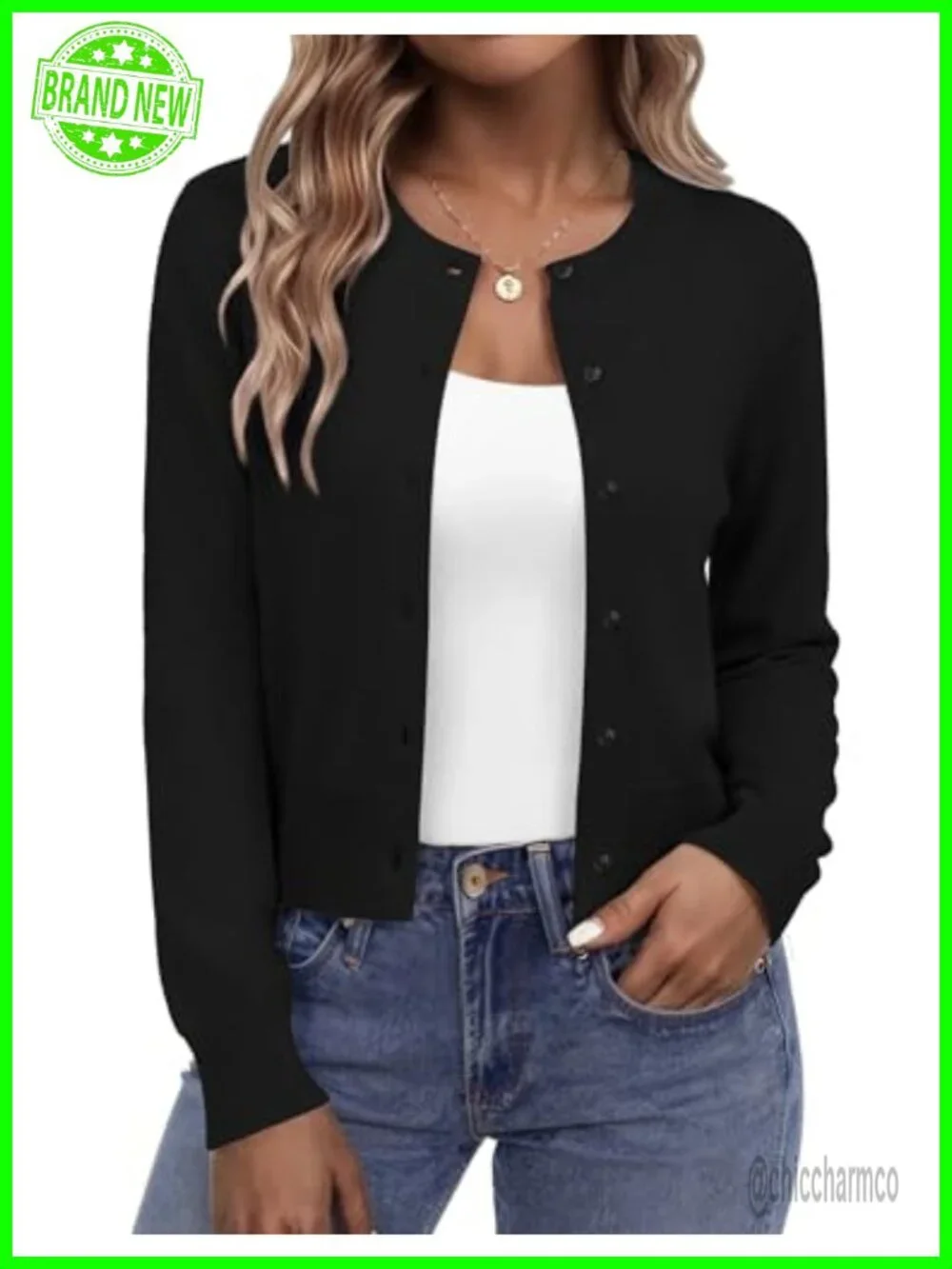 Cropped Cardigan Button Down Long Sleeve Knit Bolero Shrug